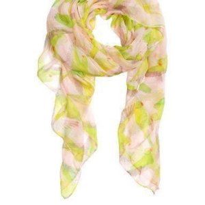 Yellow and pink parrots scarf.